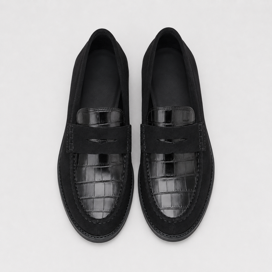 Mocassins femme confortables noirs vus du dessus