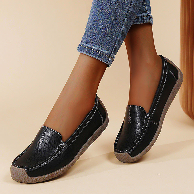 Mocassin femme gris confort - vue de côté