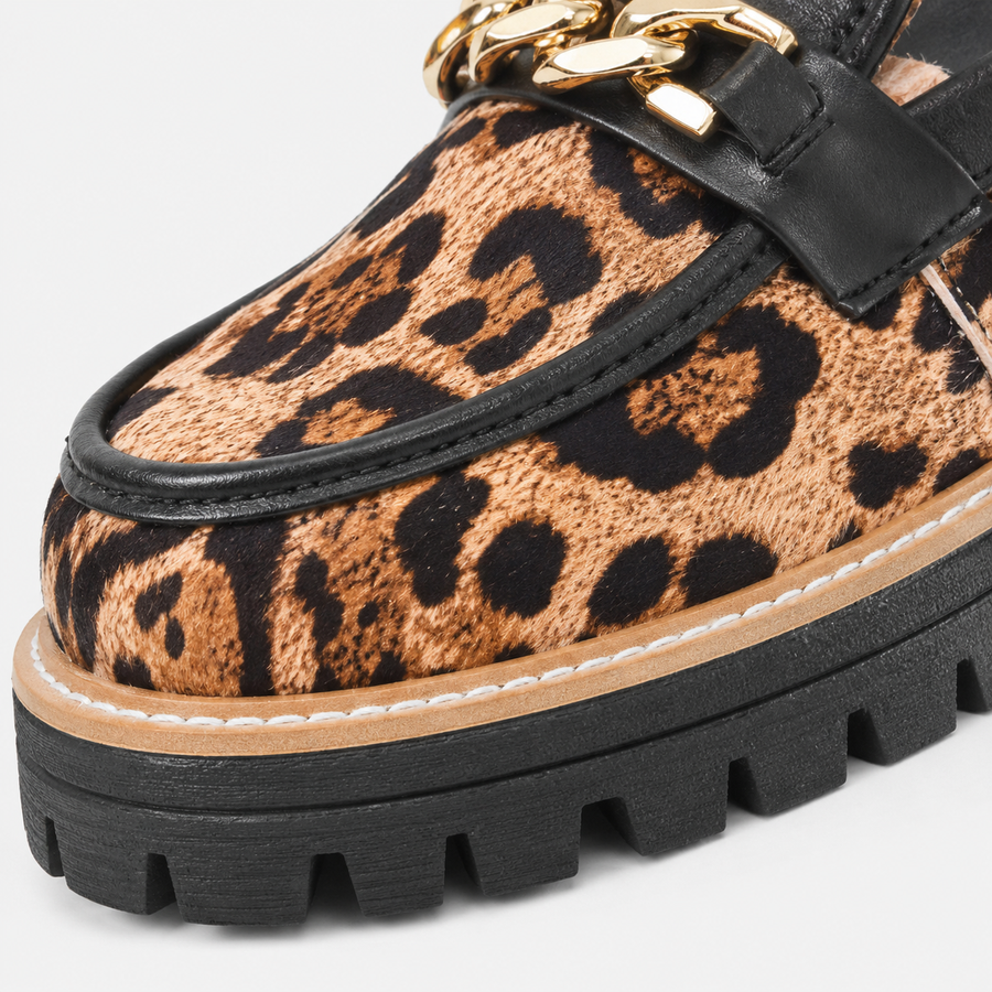 Mocassin femme imprimé léopard - gros plan motif