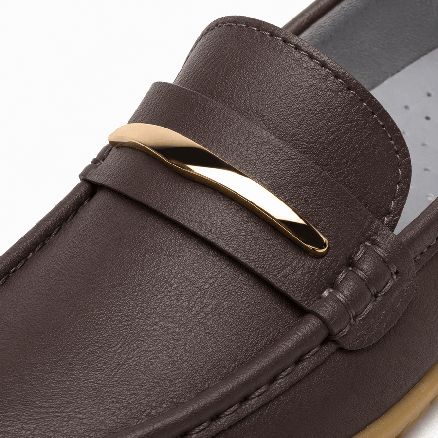 Mocassin femme marron plat - vue de dos