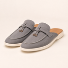 Mocassins femme – mules enfilage facile confort - gris