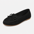Mocassins femme – noir effet daim enfilage facile - Noir