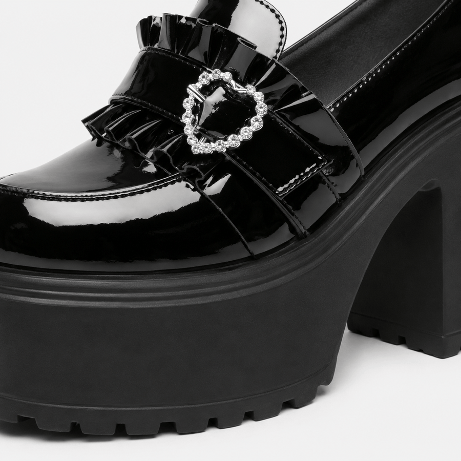 Mocassin femme noir plateforme - vue de dos