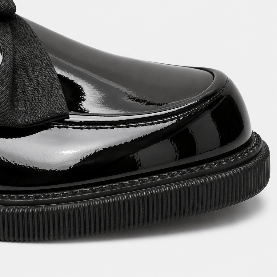 Mocassin femme noir plateforme - vue de dessus