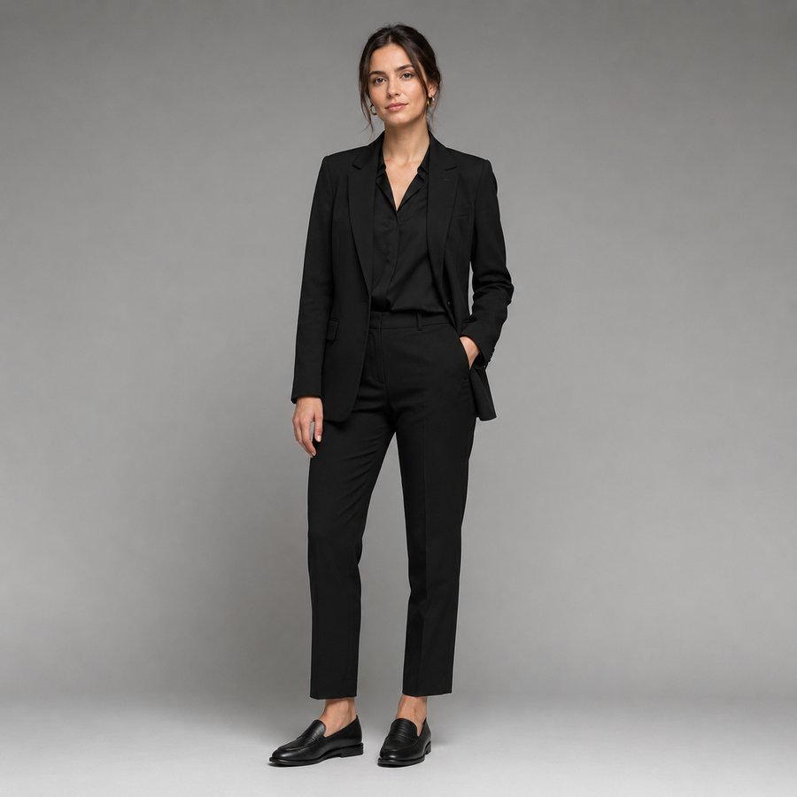 Mocassin femme noir loafer classique - vue de côté