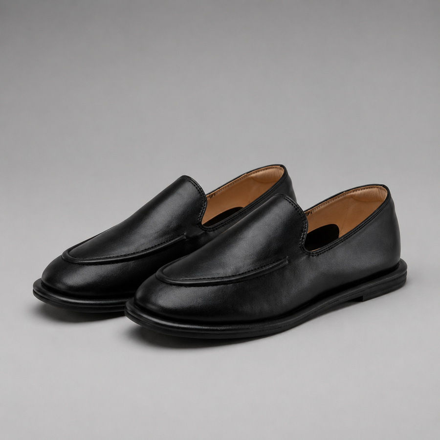 Mocassin femme noir loafer - vue de dessus