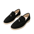Mocassins femme – bout rond plateforme estivale - Noir