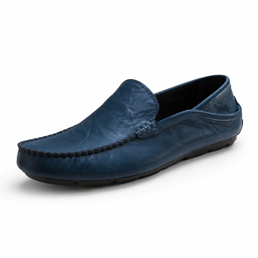 Mocassin homme bleu marine élégant ville - vue face