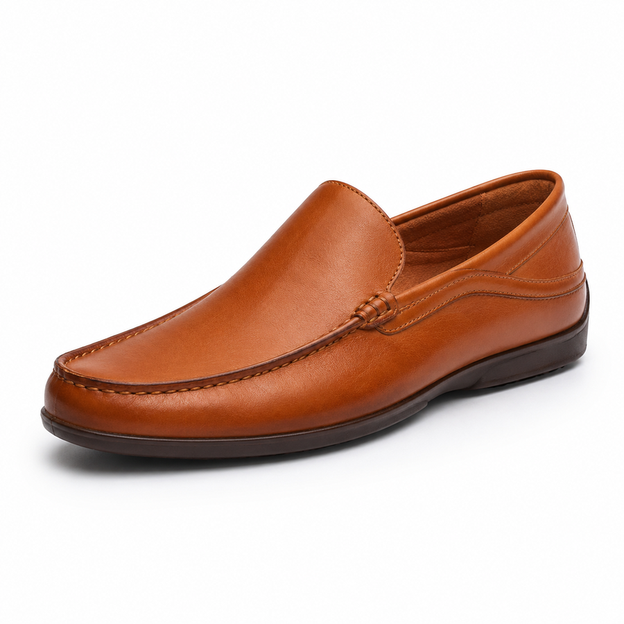 Mocassin homme bleu marine élégant ville - vue d'ensemble posé