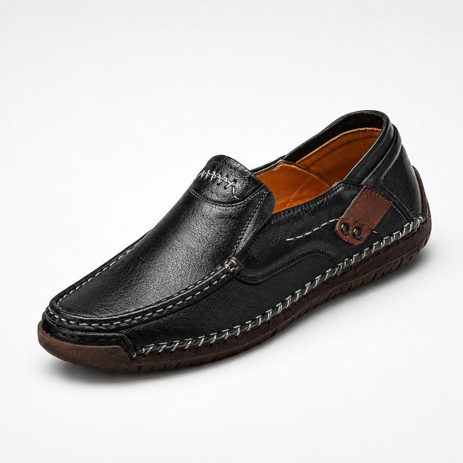 Mocassin homme noir mors marron casual - vue face