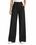 Pantalon Large Femme - Taille Haute Avec Ceinture - Noir