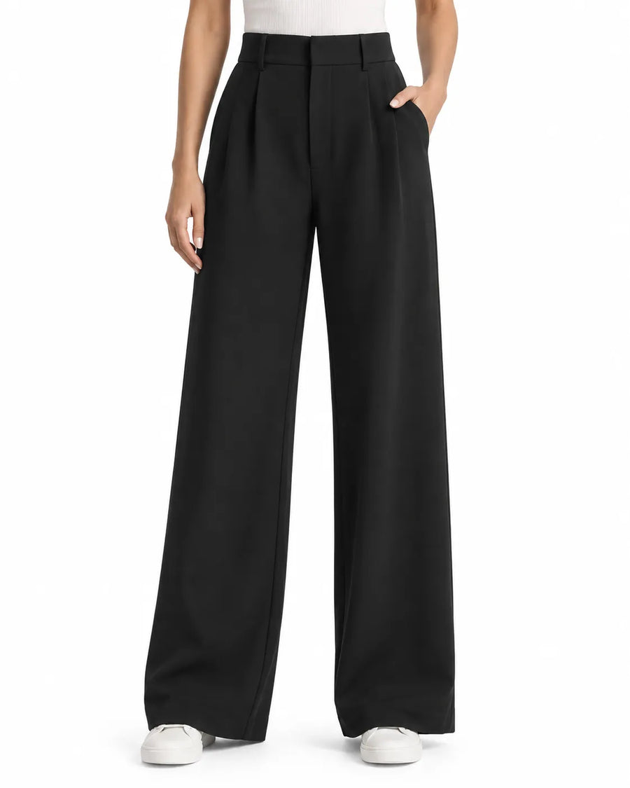 Pantalon Large Femme Taille Haute Avec Ceinture