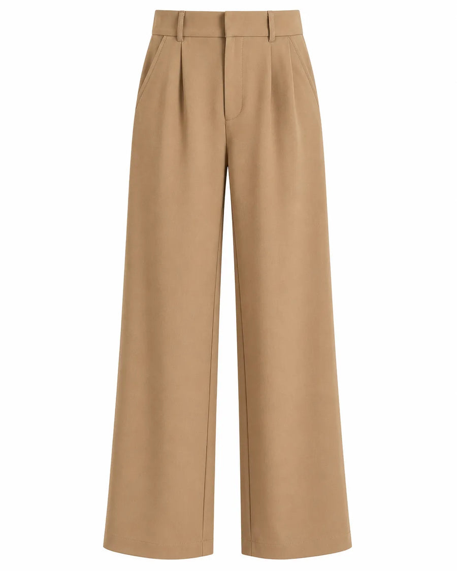 Pantalon Large Femme Taille Haute Avec Ceinture