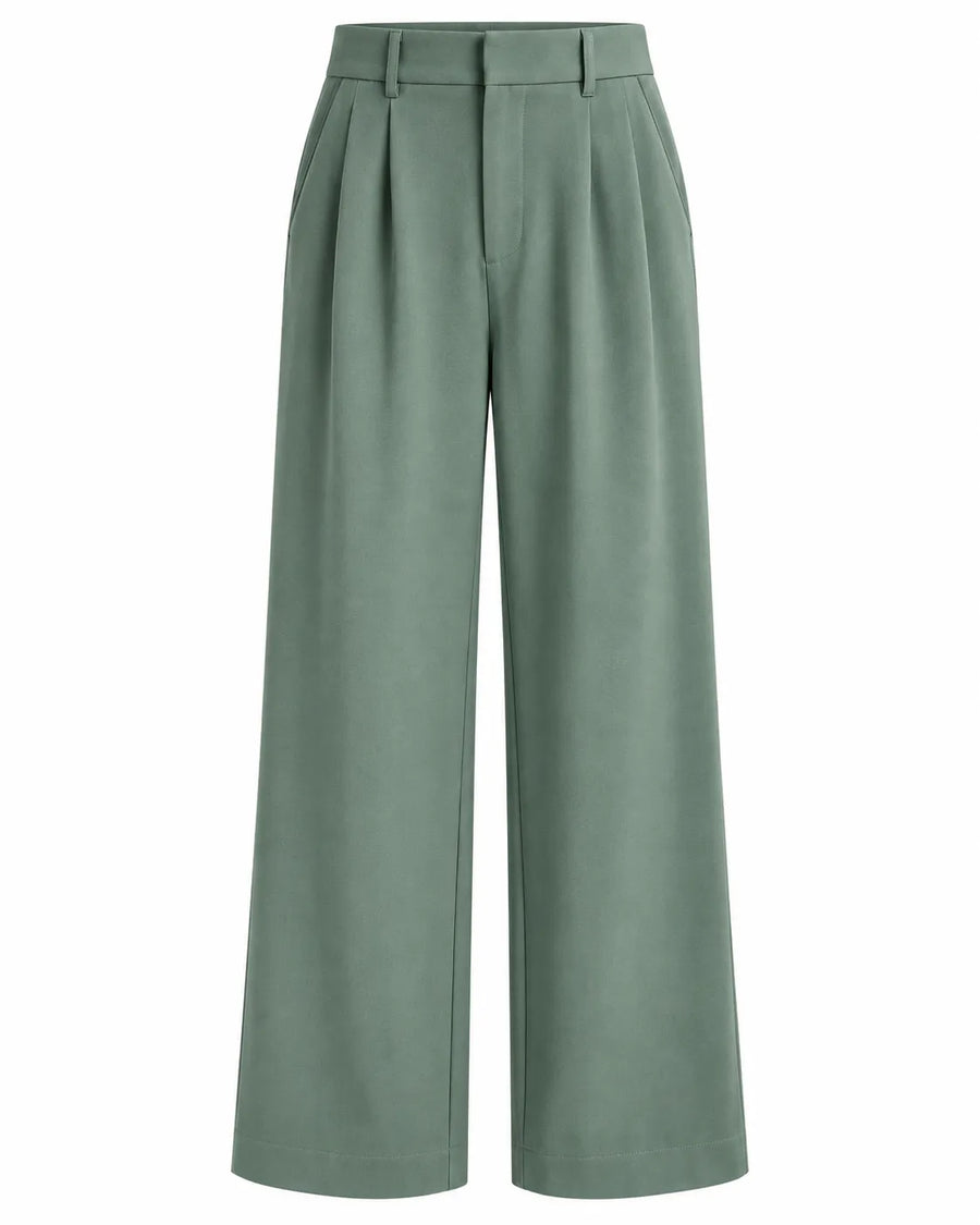 Pantalon Large Femme Taille Haute Avec Ceinture