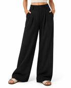 Pantalon Large Femme - Taille Haute Coupe Ample - Noir