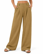 Pantalon Large Femme - Taille Haute Coupe Ample - Jaune gingembre