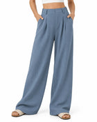 Pantalon Large Femme - Taille Haute Coupe Ample - Bleu marine