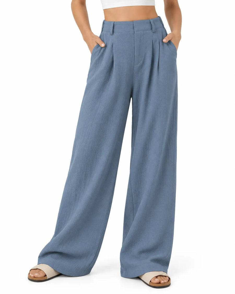 Pantalon Large Femme Taille Haute Coupe Ample