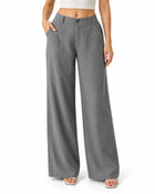 Pantalon Large Femme - Taille Mi-Haute Multipoches - Gris