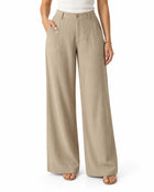 Pantalon Large Femme - Taille Mi-Haute Multipoches - Abricot