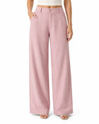Pantalon Large Femme - Taille Mi-Haute Multipoches - Rose