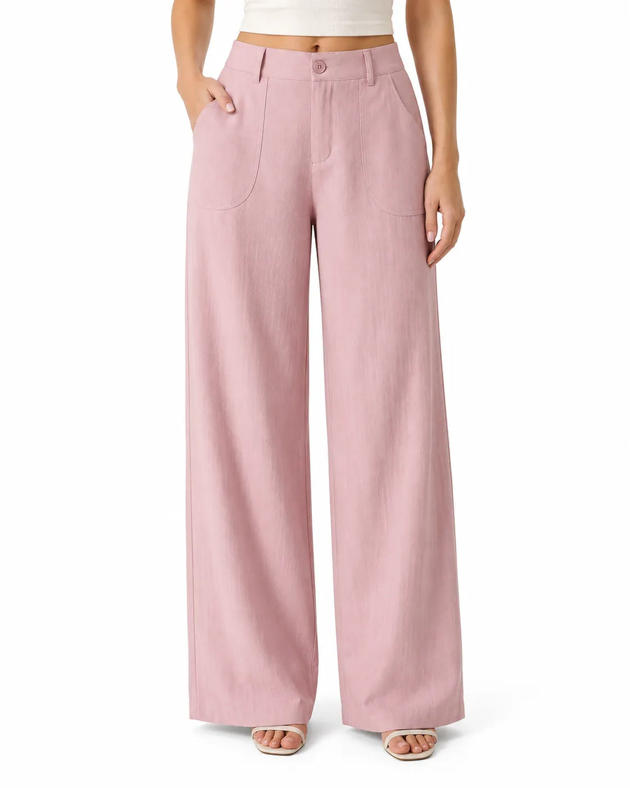Pantalon Large Femme Taille Mi-Haute Multipoches