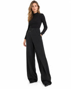 Pantalon Tailleur Femme - Taille Haute Ceinture Asymétrique - Gris foncé