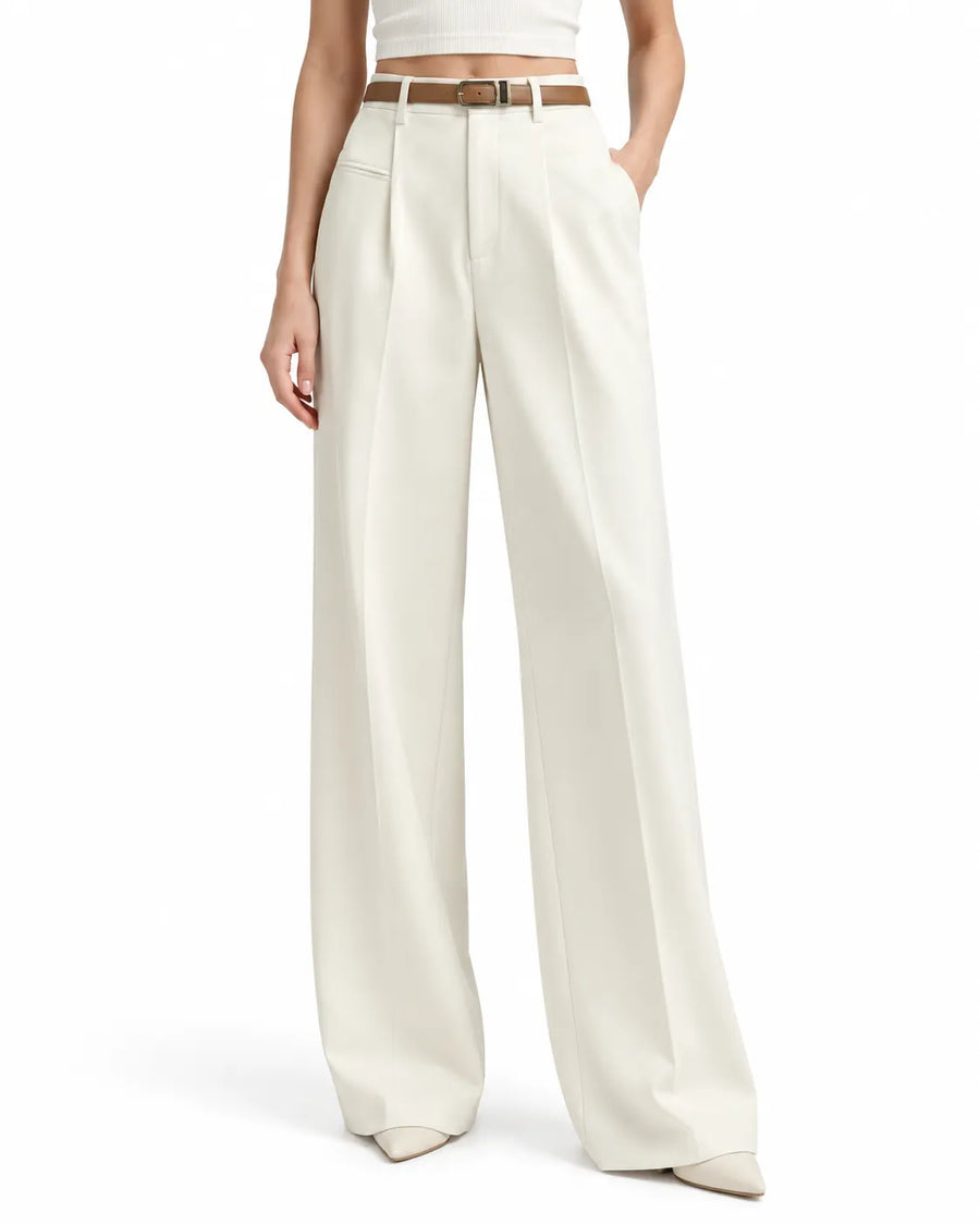 Pantalon Tailleur Femme Taille Haute Coupe Droite