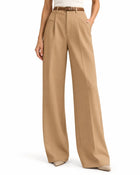 Pantalon Tailleur Femme - Taille Haute Coupe Droite - Abricot