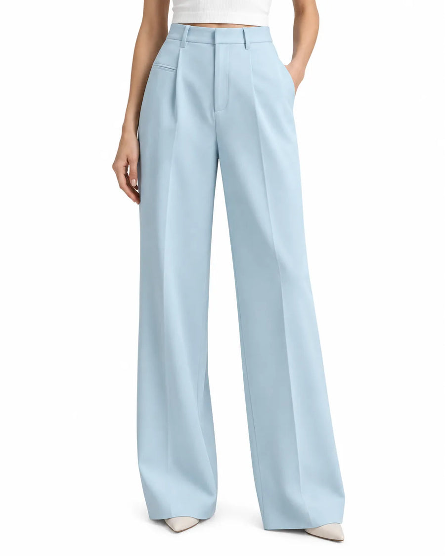 Pantalon Tailleur Femme Taille Haute Coupe Droite