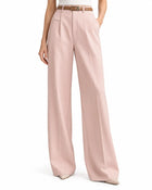 Pantalon Tailleur Femme - Taille Haute Coupe Droite - Rose