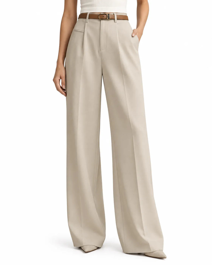 Pantalon Tailleur Femme Taille Haute Coupe Droite