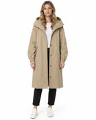 Parka Femme - Longue Oversize à Capuche Boutonnage Simple Poches - Beige