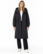 Parka Femme - Longue Oversize à Capuche Boutonnage Simple Poches - Noir