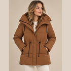 Parka Rembourrée Femme - Capuche Zip Intégral Mi-Longue - Kaki