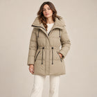 Parka Rembourrée Femme - Capuche Zip Intégral Mi-Longue - Noir