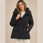 Parka Rembourrée Femme - Capuche Zip Intégral Mi-Longue - Beige