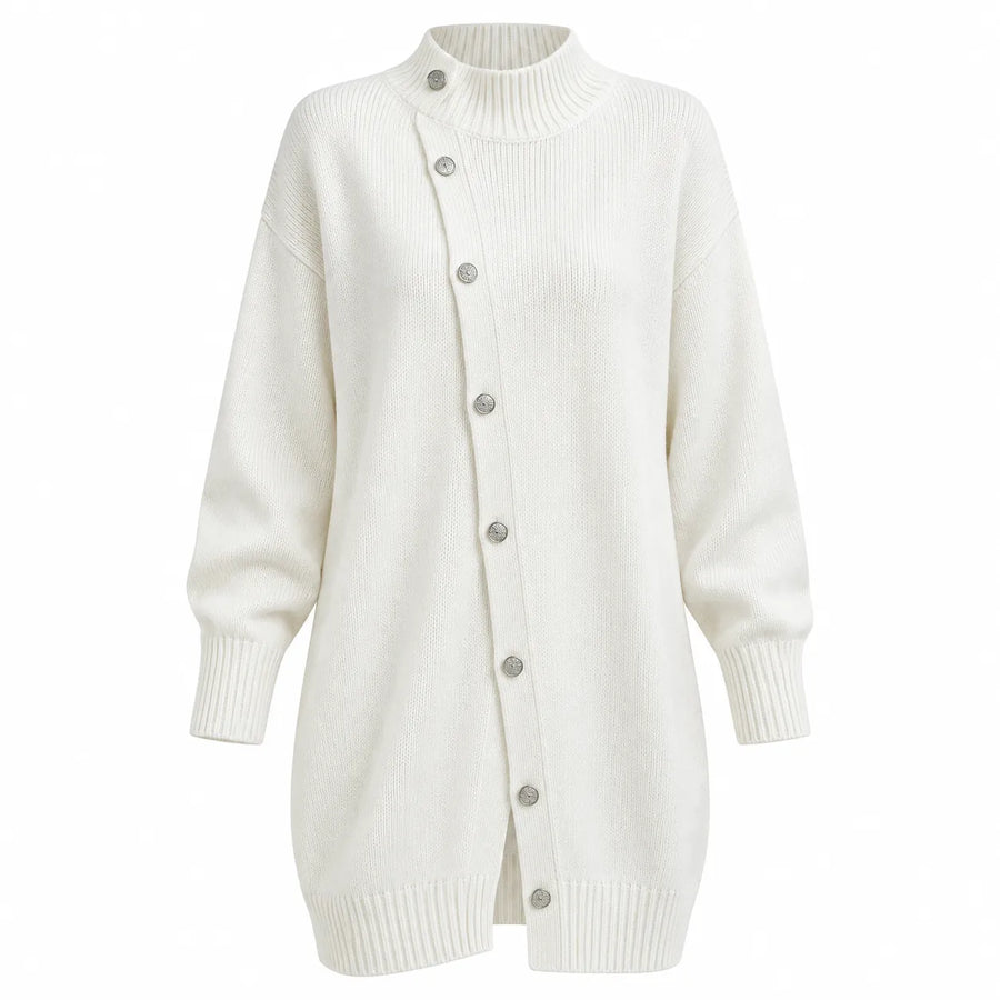 Pull Col Roulé en Maille Boutonné - Coupe Ample