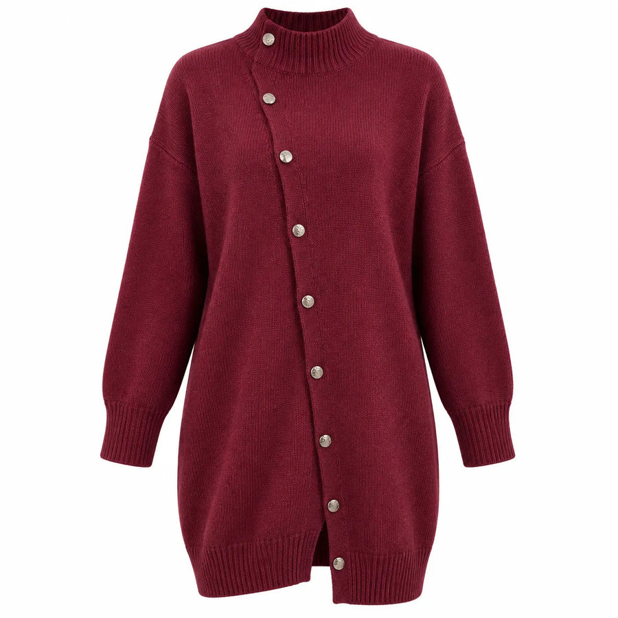 Pull Col Roulé en Maille Boutonné - Coupe Ample
