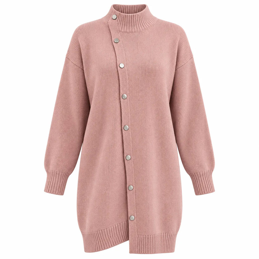 Pull Col Roulé en Maille Boutonné - Coupe Ample