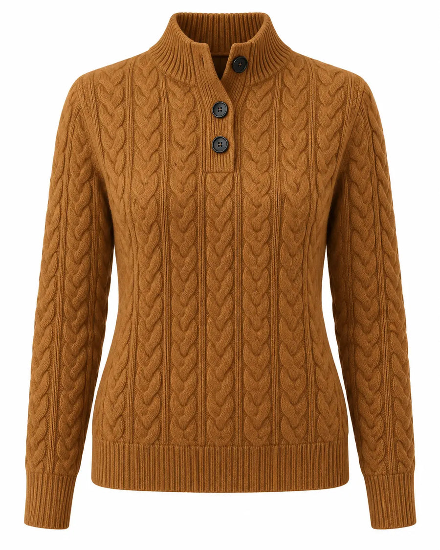 Pull Femme Boutonné Maille Torsadée Vintage