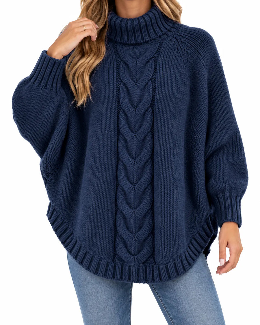 Pull Femme Col Montant Manches Chauve-Souris
