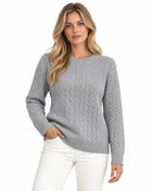Pull Femme Col Rond Maille Torsadée - Gris