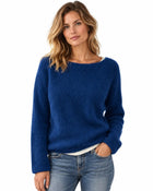 Pull Femme Maille Texturée Douce - Bleu