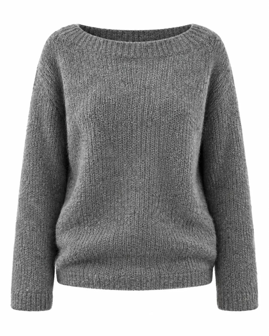 Pull Femme Maille Texturée Douce Gris