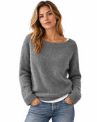Pull Femme Maille Texturée Douce - Gris
