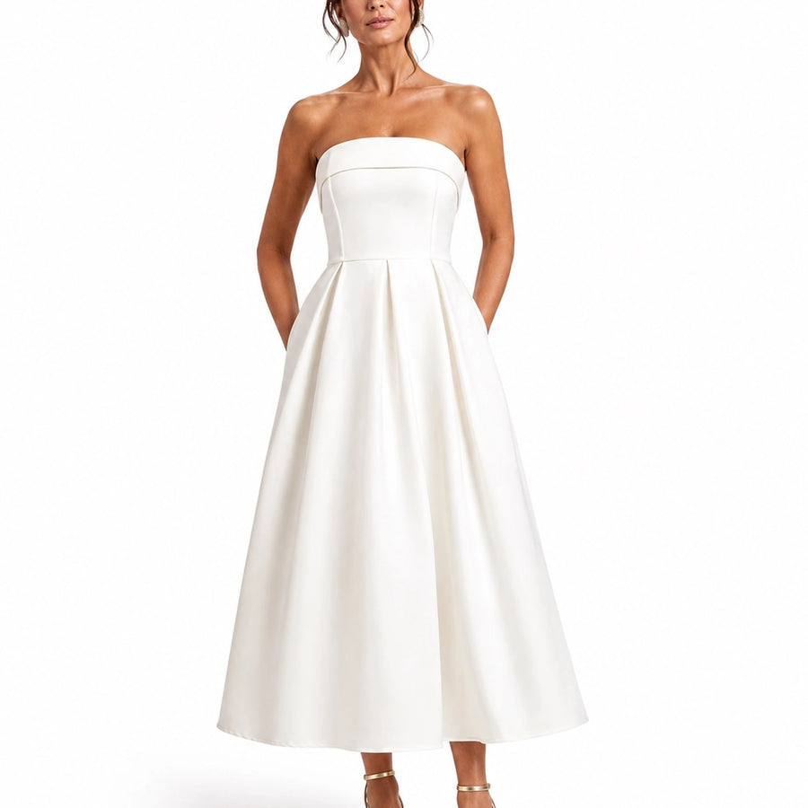 Robe longue bustier femme soirée - couleur noire vue face
