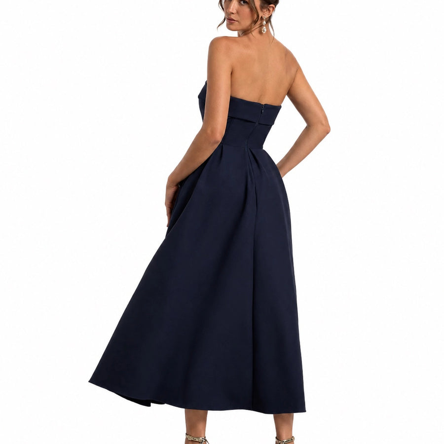 Robe longue bustier sans bretelles femme - vue profil