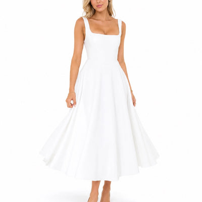 Robe femme bretelles couleur unie fluide élégante été - vue face couleur vert clair