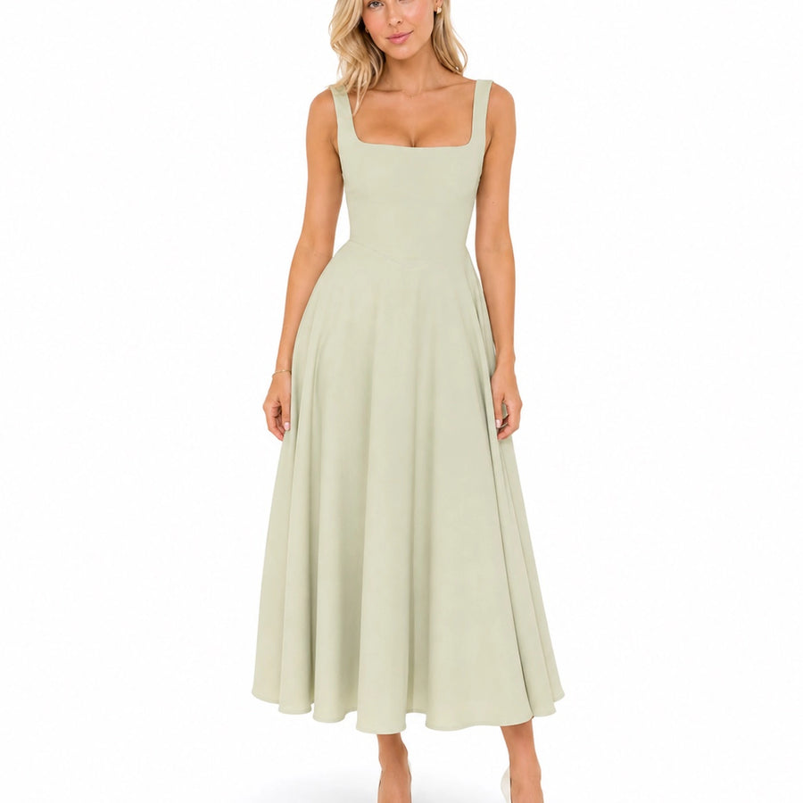 Robe femme bretelles couleur unie - couleur rose vue face